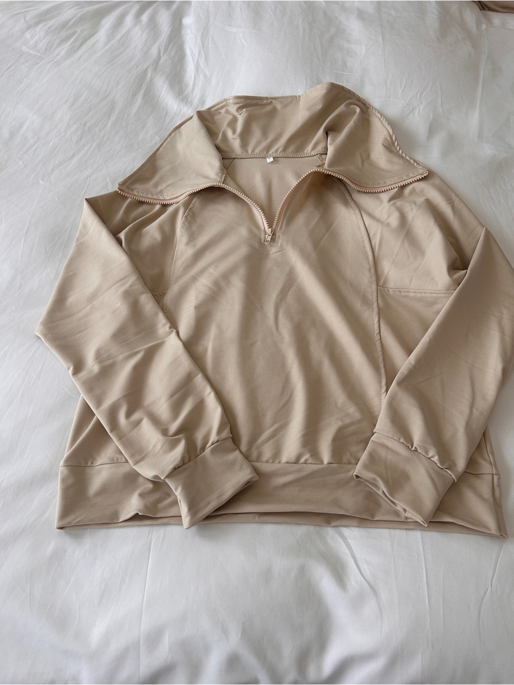 Women's Beige 2 piece Quarter-Zip Pullover and pant